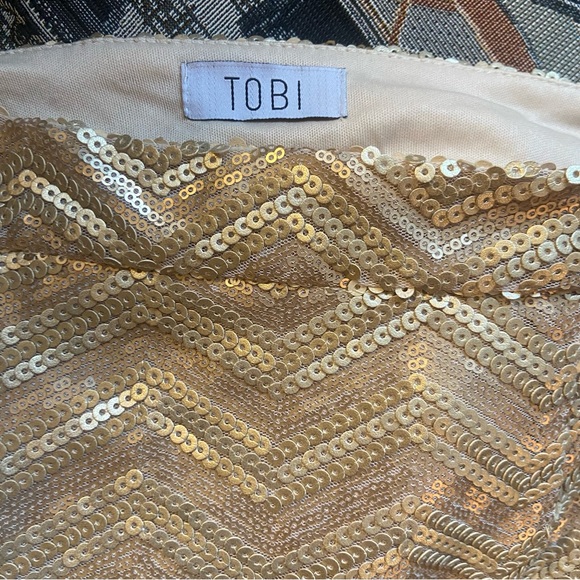 3/$15 TOBI gold sequin party mini skirt - Picture 3 of 5